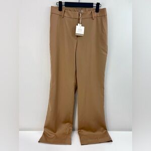 Talbots Wool Pant Italian Windsor Wide Leg Lined Trouser Camel Tan Size 6 Petite